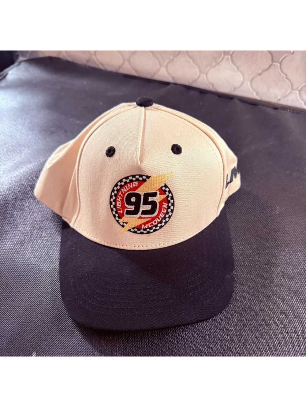 Cute zo designs child lightning McQueen cars kachow 95 checkered hat